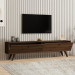 Έπιπλο τηλεόρασης Paris Megapap χρώμα καρυδί 160x25x35εκ. - Image 2