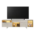 Έπιπλο τηλεόρασης Norm Megapap με Led Rgb χρώμα travertine - χρυσό 180x32x55εκ. - Image 4