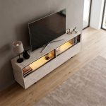 Έπιπλο τηλεόρασης Eco Megapap με Led Rgb χρώμα travertine 180x32x67εκ. - Image 3