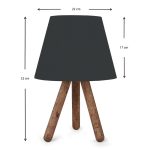 Φωτιστικό επιτραπέζιο Lander Megapap ύφασμα Pvc/ξύλο χρώμα μαύρο/καφέ 22x17x32εκ. - Image 3