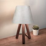 Φωτιστικό επιτραπέζιο Lander Megapap ύφασμα Pvc/ξύλο χρώμα λευκό/καφέ 22x14x32εκ. - Image 2