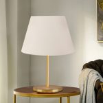 Φωτιστικό επιτραπέζιο Rosenthal Megapap ύφασμα Pvc χρώμα κρεμ/χρυσό 22x17x37εκ. - Image 2