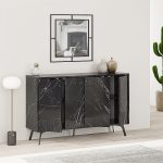 Μπουφές Dune Megapap χρώμα μαύρο εφέ μαρμάρου 123x35x77,4εκ. - Image 2