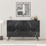 Μπουφές Dune Megapap χρώμα μαύρο εφέ μαρμάρου 123x35x77,4εκ. - Image 3