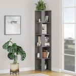 Βιβλιοθήκη γωνιακή Piano Megapap χρώμα γκρι ρετρό 31,4x31,4x158,9εκ.