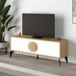 Έπιπλο τηλεόρασης Gora Megapap χρώμα sapphire oak - λευκό 140x35,6x51εκ.