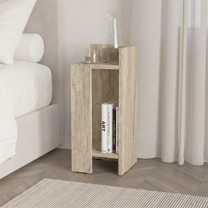 GP037-02644-0 Κομοδίνο Elos Megapap δεξί χρώμα travertine 25x27x60εκ. - Image 1