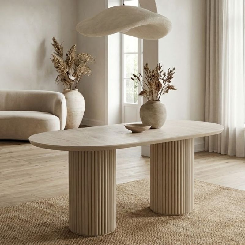 GP038-00311-0 Τραπέζι Hazar Megapap Mdf χρώμα travertine - sandstone 180x90x77εκ. - Image 1