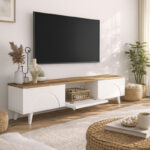 Έπιπλο τηλεόρασης Bono Megapap χρώμα λευκό - sepet oak 150x32,3x42,1εκ. - Image 4