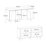 Μπουφές Bono Megapap χρώμα λευκό - sepet oak 150x45x74,6εκ. - Image 6