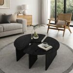 Τραπεζάκι σαλονιού σετ 2 τμχ Dorena Megapap χρώμα sencron black Ø90x41,7εκ. - Image 4