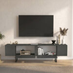 Έπιπλο τηλεόρασης Orontes Megapap χρώμα ανθρακί 180x29,6x50εκ. - Image 2