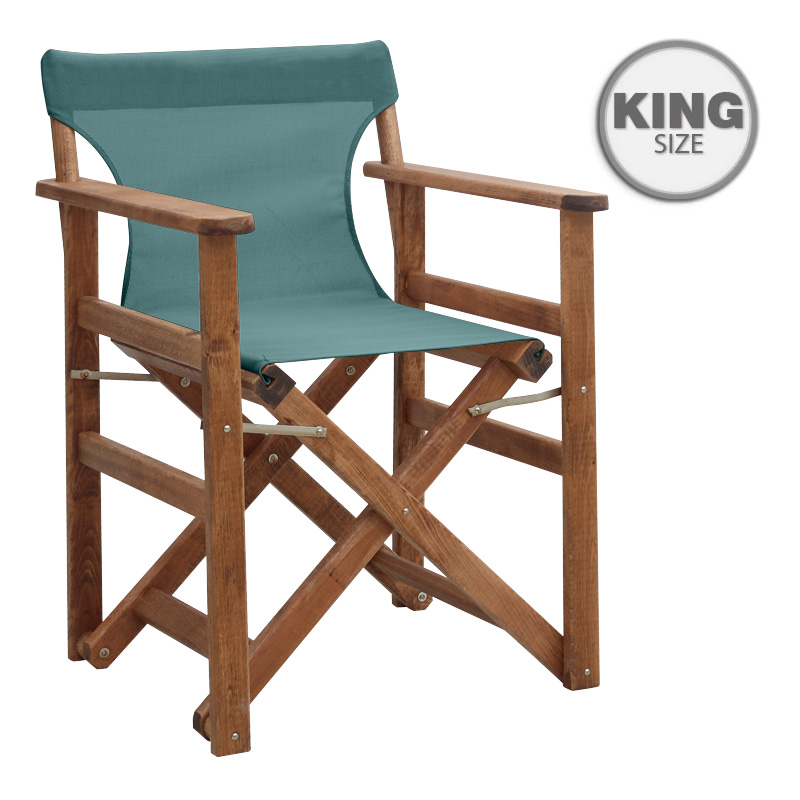 GP045-00013-0 Πολυθρόνα σκηνοθέτη Queen Megapap ξύλινη μασίφ οξιά χρώμα καρυδί εμποτισμού με διάτρητο κυπαρισσί πανί 61x57x86εκ. - Image 1