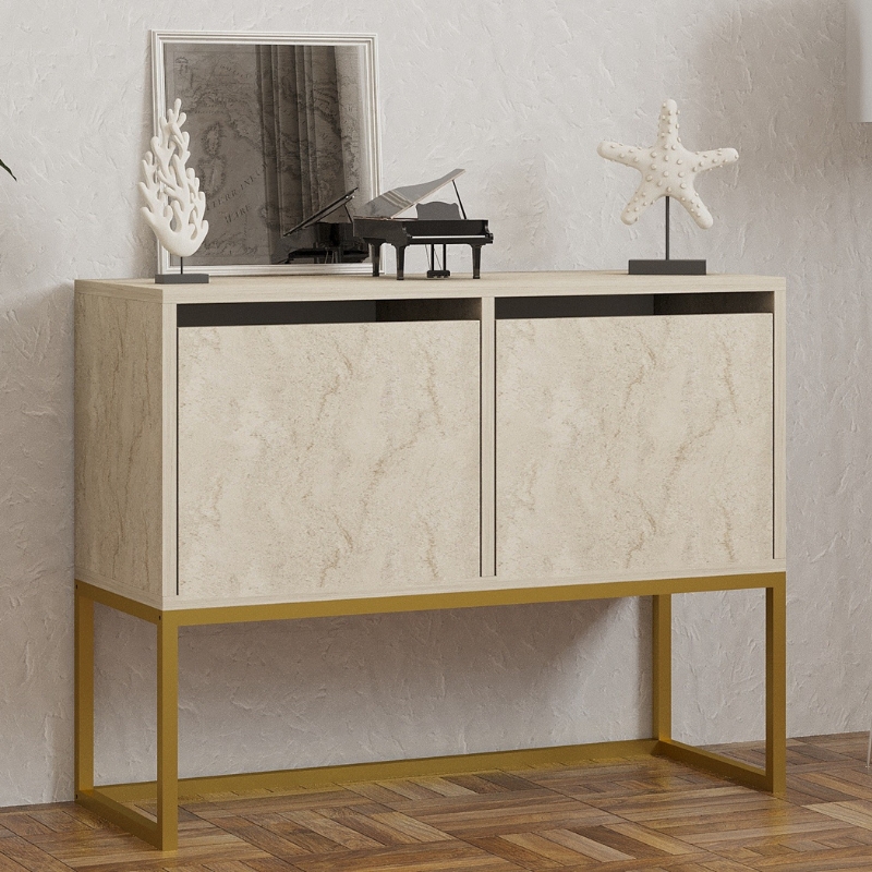 GP052-01271-0 Κονσόλα - Μπουφές Zermat Megapap χρώμα μπεζ travertine - χρυσό 90x34x70εκ. - Image 1