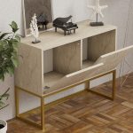 Κονσόλα - Μπουφές Zermat Megapap χρώμα μπεζ travertine - χρυσό 90x34x70εκ. - Image 2