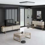 Τραπεζάκι σαλονιού Luxe Megapap χρώμα travertine - χρυσό 90x60x40εκ. - Image 4