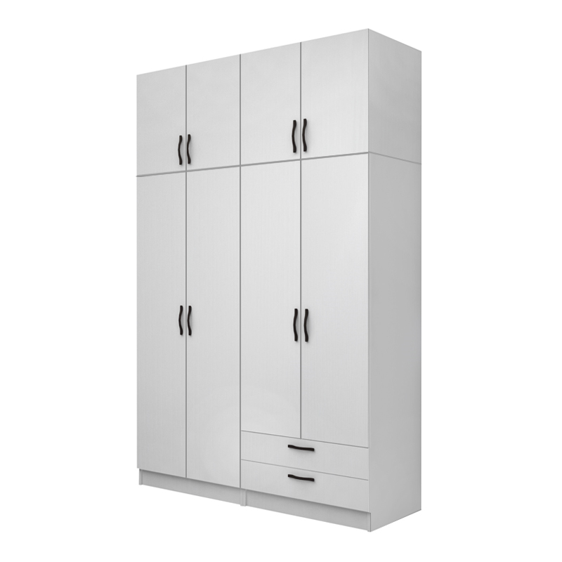 GP100-01141-0 Ντουλάπα ρούχων Vivian Megapap τετράφυλλη με πατάρι και συρτάρια χρώμα λευκό 160x51,8x240εκ. - Image 1