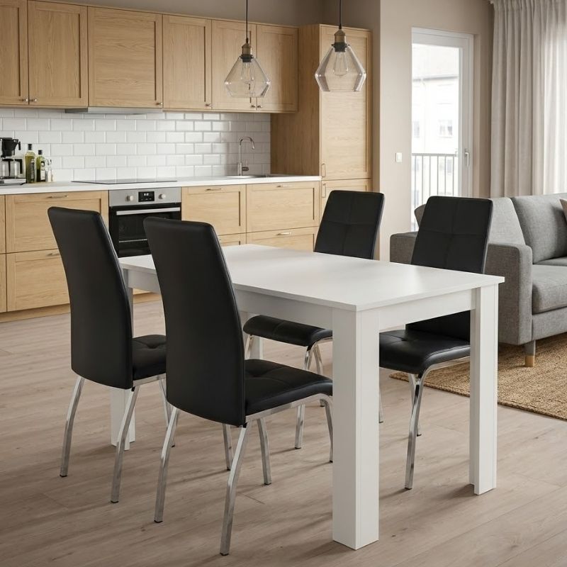 GP100-02261-0 Σετ τραπεζαρία 5τμχ Darlen - Alma Megapap χρώμα λευκό - μαύρο 125x72x74εκ. - Image 1