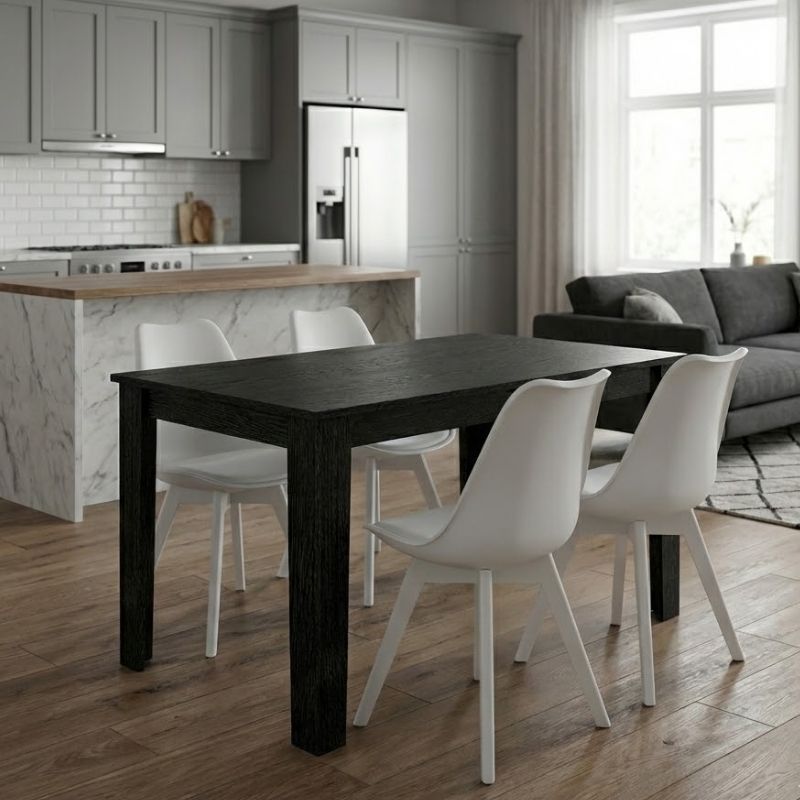 GP100-02482-0 Σετ τραπεζαρία 5τμχ Darlen - Viva Megapap χρώμα sencron black - λευκό 125x72x74εκ. - Image 1