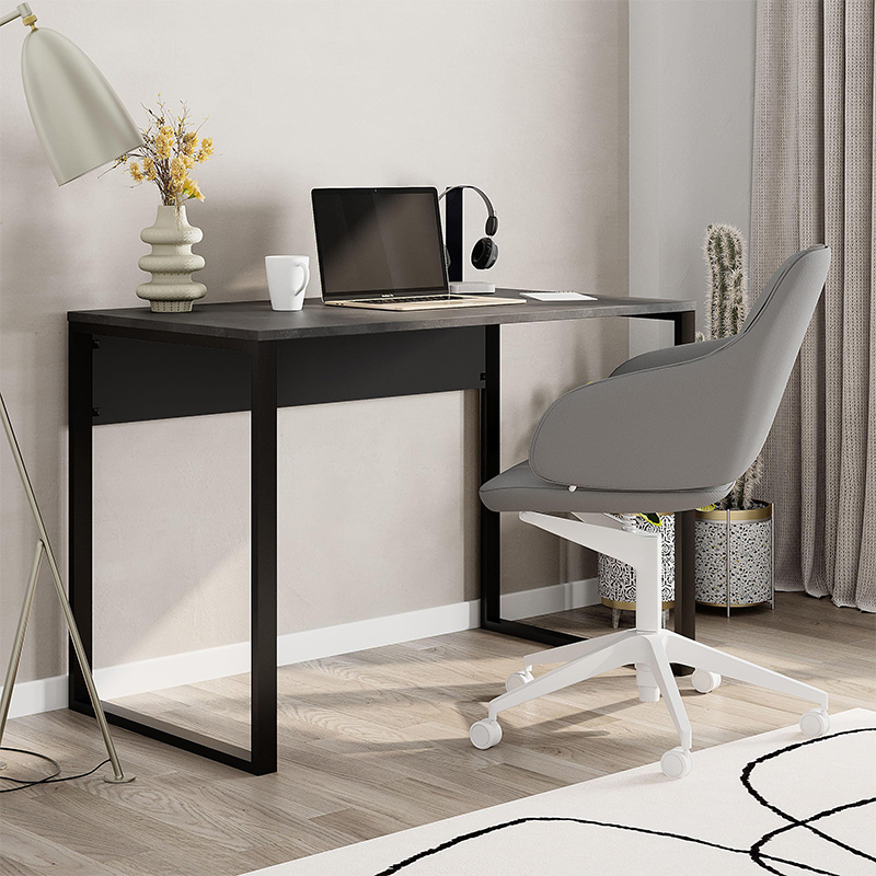 GP037-02741-0 Γραφείο εργασίας Inna Megapap χρώμα γκρι ρετρό - silky black 100x60x75εκ. - Image 1
