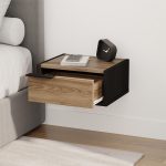 Κομοδίνο επιτοίχιο Eco Megapap χρώμα black wood - καρυδί Ud 40x33x18,5εκ. - Image 2