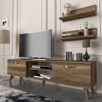 Έπιπλο τηλεόρασης Colin Megapap χρώμα καρυδί 150x29,5x40,6εκ.