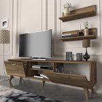 Έπιπλο τηλεόρασης Colin Megapap χρώμα καρυδί 150x29,5x40,6εκ. - Image 2