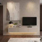 Έπιπλο τηλεόρασης επιτοίχιο Damla Megapap με LED χρώμα sandstone 180x29,5x29,5εκ. - Image 6