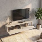 Έπιπλο τηλεόρασης επιτοίχιο Aristo Megapap με LED χρώμα sandstone 135x31,6x25εκ. - Image 3
