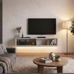 Έπιπλο τηλεόρασης επιτοίχιο Aristo Megapap με LED χρώμα sandstone 135x31,6x25εκ. - Image 6