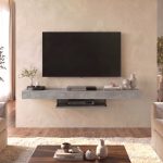 Έπιπλο τηλεόρασης επιτοίχιο Albares Megapap με LED χρώμα γκρι σκυροδέματος 150x29,6x22εκ. - Image 2