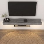 Έπιπλο τηλεόρασης επιτοίχιο Albares Megapap με LED χρώμα γκρι σκυροδέματος 150x29,6x22εκ. - Image 3