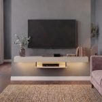 Έπιπλο τηλεόρασης επιτοίχιο Albares Megapap με LED χρώμα sandstone 150x29,6x22εκ. - Image 2