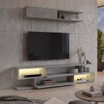 Σύνθεση τηλεόρασης Manet Megapap με LED χρώμα γκρι σκυροδέματος 180x29,5x39εκ. - Image 2