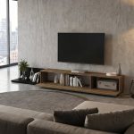 Έπιπλο τηλεόρασης Enstey Megapap επεκτεινόμενο χρώμα μαύρο - καρυδί 260x41,8x33,5εκ. - Image 2