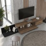 Έπιπλο τηλεόρασης Enstey Megapap επεκτεινόμενο χρώμα μαύρο - καρυδί 260x41,8x33,5εκ. - Image 3