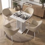 Τραπέζι Allos Megapap χρώμα λευκό εφέ μαρμάρου 75x75x77εκ. - Image 2