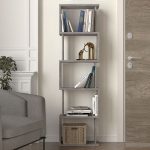 Βιβλιοθήκη Alvina Megapap χρώμα γκρι σκυροδέματος 45x19,6x158,8εκ. - Image 2