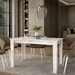 Τραπέζι Darlen Megapap χρώμα λευκό εφέ μαρμάρου 125x72x74εκ.