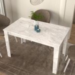 Τραπέζι Darlen Megapap χρώμα λευκό εφέ μαρμάρου 125x72x74εκ. - Image 2