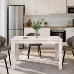 Τραπέζι Darlen Megapap χρώμα λευκό εφέ μαρμάρου 125x72x74εκ. - Image 3