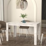 Τραπέζι Darlen Megapap χρώμα λευκό εφέ μαρμάρου 125x72x74εκ. - Image 4