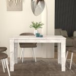 Τραπέζι Darlen Megapap χρώμα λευκό εφέ μαρμάρου 125x72x74εκ. - Image 5