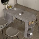 Τραπέζι μπαρ Vigne Megapap χρώμα γκρι σκυροδέματος 150x51,6x101,8εκ. - Image 2