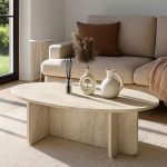 Τραπεζάκι σαλονιού Ravey Megapap χρώμα travertine 120x60x39,8εκ.