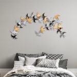 Διακοσμητικό τοίχου Birds Megapap μεταλλικό χρώμα μαύρο - bronze - ασημί 137x62εκ. - Image 2