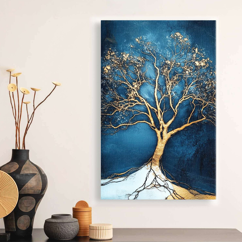 GP052-02601-0 Πίνακας σε καμβά "Golden Tree" Megapap ψηφιακής εκτύπωσης 70x100x3εκ. - Image 1
