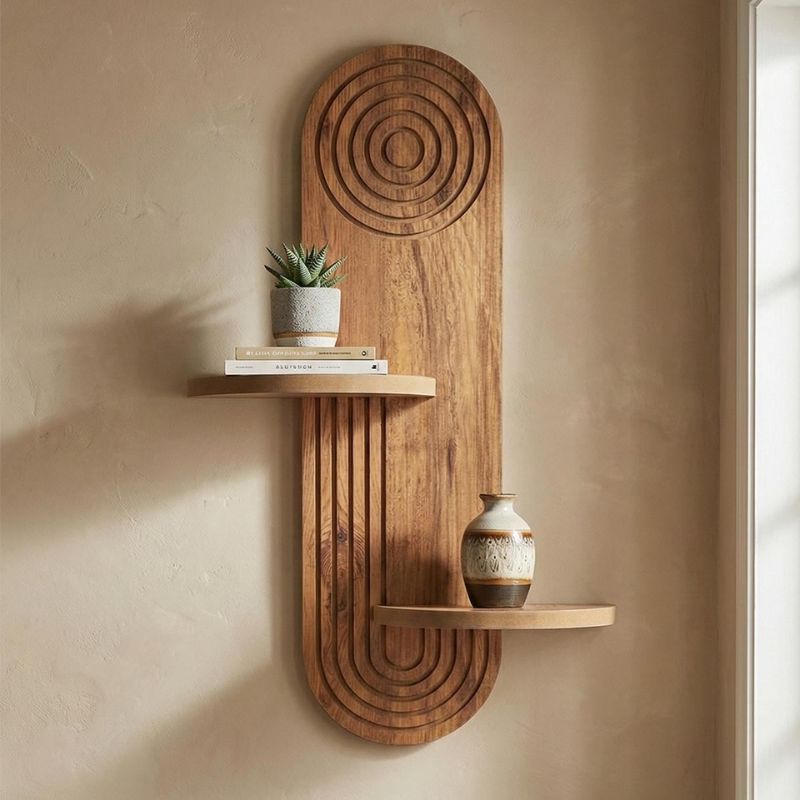 GP052-02771-0 Ραφιέρα τοίχου Artwill Megapap Mdf χρώμα oak 46x13x70εκ. - Image 1