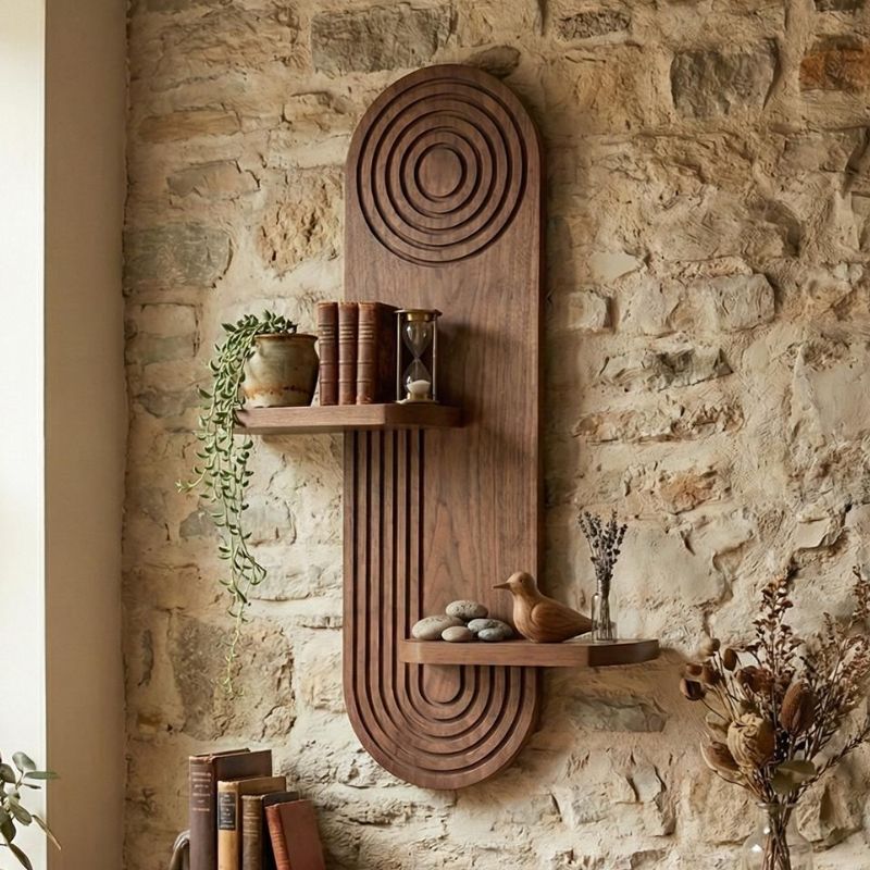 GP052-02772-0 Ραφιέρα τοίχου Artwill Megapap Mdf χρώμα wenge 46x13x70εκ. - Image 1