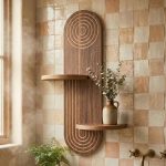 Ραφιέρα τοίχου Artwill Megapap Mdf χρώμα wenge 46x13x70εκ. - Image 3